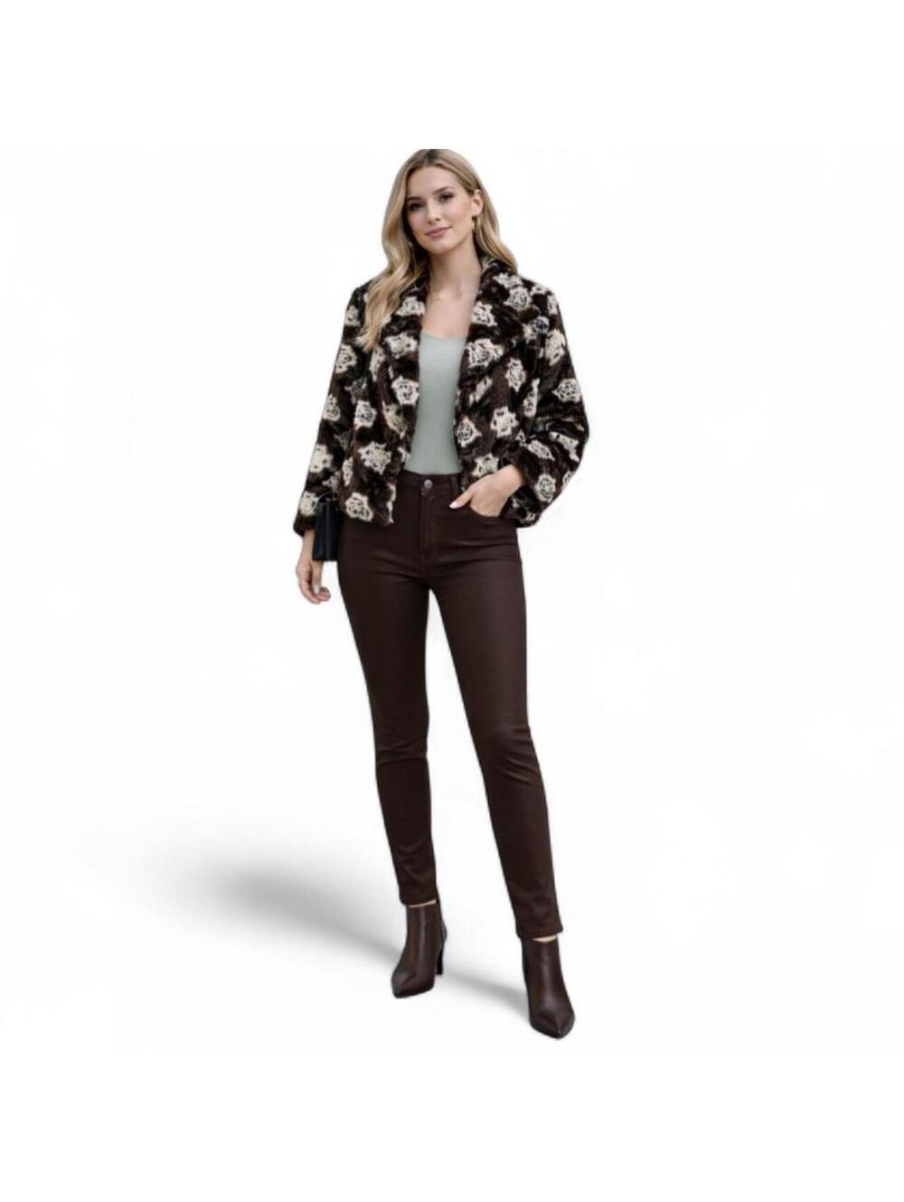 GUESS Brown Seafoam Faux Fur Jacket